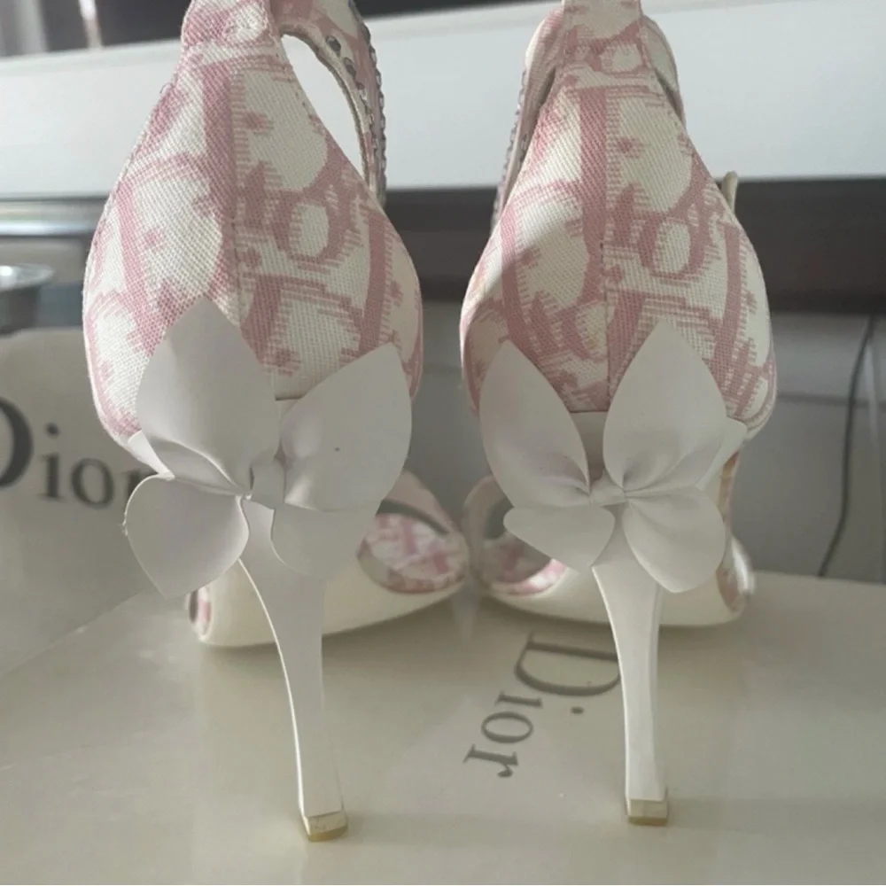 Dior Pink Monogram Crystal-Embellished Sandals Vintage but Brand New in the Box - Picture 4 of 15